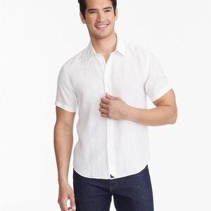 Untuckit White Wrinkle-Resistant Short-Sleeve Linen Calvano Shirt Size XXXL